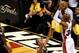 MIAMI, FL - JUNE 18: Ray Allen #34 of the Miami Heat makes a game-tying three-pointer over Tony Parker #9 of the San Antonio Spurs in the fourth quarter during Game Six of the 2013 NBA Finals at AmericanAirlines Arena on June 18, 2013 in Miami, Florida.