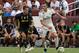 Real Madrid's Gareth Bale (R) is chased by Juventus' Claudio Marchisio during the International Champions Cup (ICC) friendly football match between Real Madrid and Juventus at Fedex Field in Landover, Maryland, on August 4, 2018. (Photo by NICHOLAS KAMM /