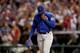 CLEVELAND, OH - NOVEMBER 02: Aroldis Chapman #54 of the Chicago Cubs reacts after Rajai Davis #20 of the Cleveland Indians (not pictured) hit a two-run home run during the eighth inning to tie the game 6-6 in Game Seven of the 2016 World Series at Progre