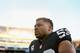 OAKLAND, CA - DECEMBER 03: Khalil Mack #52 of the Oakland Raiders leaves the field after a win against the New York Giants at Oakland-Alameda County Coliseum on December 3, 2017 in Oakland, California. (Photo by Lachlan Cunningham/Getty Images)