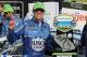 BROOKLYN, MI - AUGUST 12: Kevin Harvick, driver of the #4 Busch Light/Mobil 1 Ford, celebrates with the trophy in Victory Lane after winning the Monster Energy NASCAR Cup Series Consmers Energy 400 at Michigan International Speedway on August 12, 2018 in