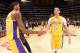 LOS ANGELES, CA - JANUARY 9: Brandon Ingram #14 and Lonzo Ball #2 of the Los Angeles Lakers exchange high fives during the game against the Sacramento Kings on January 9, 2018 at STAPLES Center in Los Angeles, California. NOTE TO USER: User expressly ackn