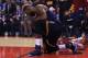 TORONTO, ON - DECEMBER 05: Lebron James #23 of the Cleveland Cavaliers injures his ankle during the first half of an NBA game against the Toronto Raptors at Air Canada Centre on December 5, 2016 in Toronto, Canada. NOTE TO USER: User expressly acknowled