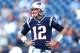 FOXBOROUGH, MA - AUGUST 9 : Tom Brady #12 of the New England Patriots looks on before the preseason game between the New England Patriots and the Washington Redskins at Gillette Stadium on August 9, 2018 in Foxborough, Massachusetts. (Photo by Maddie Meye