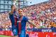 VALENCIA, SPAIN - SEPTEMBER 02: Roger Marti (R) of Levante celebrates after scoring his sides second goal with his teammate Jose luis Morales during the La Liga match between Levante UD and Valencia CF at Ciutat de Valencia on September 2, 2018 in Valenc