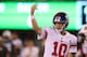 EAST RUTHERFORD, NJ - AUGUST 24: Quarterback Eli Manning #10 of the New York Giants in action against the New York Jets during their preseason game at MetLife Stadium on August 24, 2018 in East Rutherford, New Jersey. (Photo by Al Pereira/Getty Images)