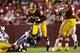 LANDOVER, MD - AUGUST 24: Running back Adrian Peterson #26 of the Washington Redskins rushes past linebacker Von Miller #58 of the Denver Broncos in the first quarter during a preseason game at FedExField on August 24, 2018 in Landover, Maryland. (Photo b