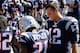 FOXBORO, MA - SEPTEMBER 27: Tom Brady #12 of the New England Patriots talks with Malcolm Butler #21 as they enter the locker room for half time during their game against the Jacksonville Jaguarsat Gillette Stadium on September 27, 2015 in Foxboro, Mass
