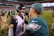 PHILADELPHIA, PA - SEPTEMBER 06: Matt Ryan #2 of the Atlanta Falcons shakes hands with Nick Foles #9 of the Philadelphia Eagles after the Eagles defeated the Falcons 18-12 at Lincoln Financial Field on September 6, 2018 in Philadelphia, Pennsylvania. (P