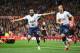 MANCHESTER, ENGLAND - AUGUST 27: Lucas Moura of Tottenham Hotspur celebrates after scoring his team's second goal during the Premier League match between Manchester United and Tottenham Hotspur at Old Trafford on August 27, 2018 in Manchester, United Kin