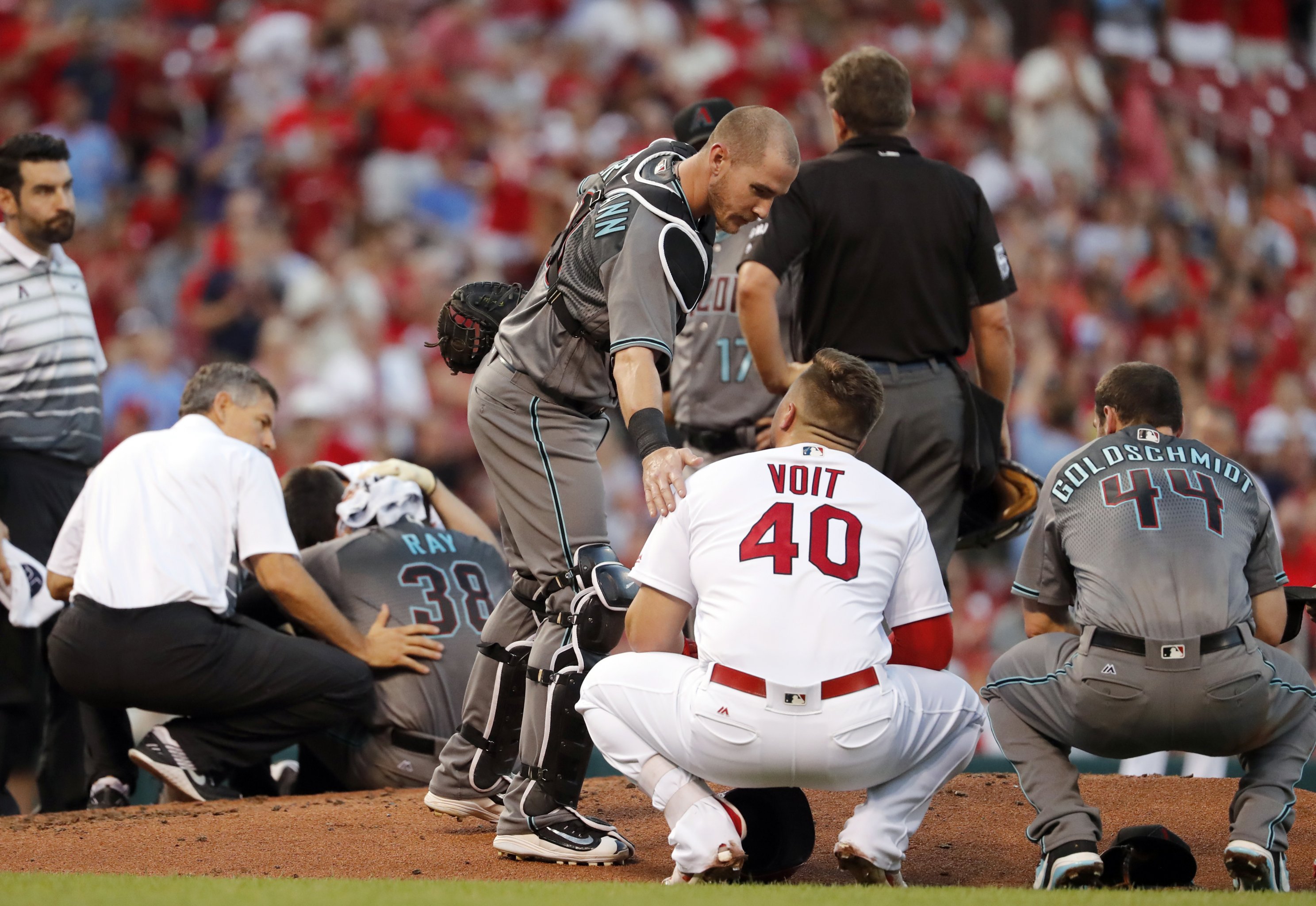 Yankees pitcher bloodied, carted off after taking 100 mph line drive off  head