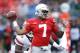 COLUMBUS, OH - SEPTEMBER 08: Dwayne Haskins #7 of the Ohio State Buckeyes throws a pass in the second quarter of the game against the Rutgers Scarlet Knights at Ohio Stadium on September 8, 2018 in Columbus, Ohio. (Photo by Joe Robbins/Getty Images)