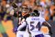 CINCINNATI, OH - SEPTEMBER 13: Andy Dalton # 14 of the Cincinnati Bengals launches a pass against Tyus Bowser # 54 of the Baltimore Ravens during the first half at Paul Brown Stadium on September 13, 2018 in Cincinnati, Ohio. (Photo by Andy Lyons / Getty Imag