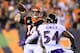 CINCINNATI, OH - SEPTEMBER 13: Andy Dalton #14 of the Cincinnati Bengals throws a pass against Tyus Bowser #54 of the Baltimore Ravens during the first half at Paul Brown Stadium on September 13, 2018 in Cincinnati, Ohio. (Photo by Andy Lyons/Getty Imag