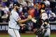 NEW YORK, NY - OCTOBER 05: Madison Bumgarner #40 and Buster Posey #28 of the San Francisco Giants celebrate their 3-0 win over the New York Mets during their National League Wild Card game at Citi Field on October 5, 2016 in New York City. (Photo by Al