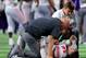 ARLINGTON, TX - SEPTEMBER 15: Nick Bosa #97 of the Ohio State Buckeyes lays on the field after being injured in the third quarter against the TCU Horned Frogs during The AdvoCare Showdown at AT&T Stadium on September 15, 2018 in Arlington, Texas. (Photo