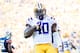 BATON ROUGE, LA - OCTOBER 14: Devin White #40 of the LSU Tigers celebrates after making a tackle during a game against the Auburn Tigers at Tiger Stadium on October 14, 2017 in Baton Rouge, Louisiana. LSU defeated the Auburn 27-23. (Photo by Wesley Hit