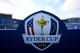 The Ryder Cup logo is seen on September 19, 2018, at the Golf National in Guyancourt, near Paris where the biennial men's golf competition, the Ryder Cup will take place in September with Thomas Bjørn set to lead Europe against Jim Furyk's United States.