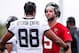 JACKSONVILLE, FL - JULY 26: Quarterback Blake Bortles #5 talk with Tight End Austin Seferian-Jenkins #88 of the Jacksonville Jaguars during Training Camp at Dream Finders Homes Practice Complex on July 26, 2018 in Jacksonville, Florida. (Photo by Don Juan
