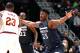 MINNEAPOLIS, MN - JANUARY 8: Jimmy Butler #23 of the Minnesota Timberwolves on the defense against LeBron James #23 of the Cleveland Cavaliers on January 8, 2018 at Target Center in Minneapolis, Minnesota. NOTE TO USER: User expressly acknowledges and ag