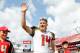 TAMPA, FL - SEPTEMBER 16: Ryan Fitzpatrick #14 of the Tampa Bay Buccaneers waves to the crowd after they defeated the Philadelphia Eagles 27-21 at Raymond James Stadium on September 16, 2018 in Tampa, Florida. (Photo by Michael Reaves/Getty Images)