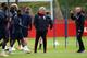 MANCHESTER, ENGLAND - OCTOBER 01: Jose Mourinho, Manager of Manchester United reacts during a training session ahead of their Group H match against Valencia in UEFA Champions League at Aon Training Complex on October 1, 2018 in Manchester, England. (Pho