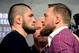 Nurmagomedov and McGregor face off at UFC 229 media day.