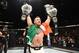 NEW YORK, NY - NOVEMBER 12: UFC lightweight and featherweight champion Conor McGregor of Ireland celebrates after defeating Eddie Alvarez in their UFC lightweight championship fight during the UFC 205 event at Madison Square Garden on November 12, 2016 i