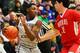 SPRINGFIELD, MA - JANUARY 15: R.J. Barrett #5 of Montverde Academy dribbles in a game against Mater Dei High School during the 2018 Spalding Hoophall Classic at Blake Arena at Springfield College on January 15, 2018 in Springfield, Massachusetts. (Photo