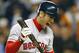 Nomar Garciaparra reacts after striking out in Game 7 at Yankee Stadium.