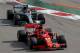 SOCHI, RUSSIA - SEPTEMBER 30: Sebastian Vettel of Germany driving the (5) Scuderia Ferrari SF71H leads Lewis Hamilton of Great Britain driving the (44) Mercedes AMG Petronas F1 Team Mercedes WO9 on track during the Formula One Grand Prix of Russia at Soch