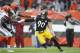 CLEVELAND, OH - SEPTEMBER 09: T.J. Watt #90 of the Pittsburgh Steelers in action during the game against the Cleveland Browns at FirstEnergy Stadium on September 9, 2018 in Cleveland, Ohio. The game ended in a 21-21 tie. (Photo by Joe Robbins/Getty Images
