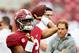TUSCALOOSA, AL - SEPTEMBER 22: Tua Tagovailoa #13 of the Alabama Crimson Tide warms up before a game against the Texas A&M Aggies at Bryant-Denny Stadium on September 22, 2018 in Tuscaloosa, Alabama. The Crimson Tide defeated the Aggies 45-23. (Photo b