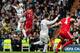 MADRID, SPAIN - MAY 01: Gareth Bale of Real Madrid jumps for a header with Joshua Kimmich of FC Bayern Muenchen during the UEFA Champions League Semi Final Second Leg match between Real Madrid and Bayern Muenchen at the Bernabeu on May 1, 2018 in Madrid,