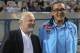 REGGIO NELL'EMILIA, ITALY - AUGUST 23: SSC Napoli president Aurelio De Laurentiis and SSC Napoli coach Maurizio Sarri look on before the Serie A match between US Sassuolo Calcio and SSC Napoli at Mapei Stadium - Città del Tricolore on August 23, 2015 in