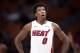 MIAMI, FL - OCTOBER 10: Josh Richardson #0 of the Miami Heat looks on during the game against the New Orleans Pelicans at American Airlines Arena on October 10, 2018 in Miami, Florida. NOTE TO USER: User expressly acknowledges and agrees that, by download