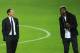 Juventus's French midfielder Paul Pogba (R) speaks with Juventus's coach Italian Massimiliano Allegri (L) at the Ramon Sanchez Pizjuan in Sevilla on December 7, 2015, on the eve of the UEFA Champions League Group D football match Sevilla FC vs Juventus.