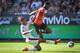 Bordeaux's French defender Jules Kounde (L) vies with Rennes' Senegalese forward Ismaila Sarr during the French L1 football match Rennes vs Bordeaux, on September 2, 2018 at the Roazhon Park stadium in Rennes, western France. (Photo by LOIC VENANCE / AFP)