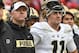 LINCOLN, NE - SEPTEMBER 29: Head coach Jeff Brohm of the Purdue Boilermakers watches action with quarterback David Blough #11 against the Nebraska Cornhuskers at Memorial Stadium on September 29, 2018 in Lincoln, Nebraska. (Photo by Steven Branscombe/Gett