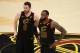 CLEVELAND, OH - MAY 19: Kevin Love #0 and LeBron James #23 of the Cleveland Cavaliers look on in the first half against the Boston Celtics during Game Three of the 2018 NBA Eastern Conference Finals at Quicken Loans Arena on May 19, 2018 in Cleveland, Oh