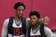 LAS VEGAS, NV - JULY 27: DeMar DeRozan (L) #35 and Kyle Lowry #43 of the United States attend a practice session at the 2018 USA Basketball Men's National Team minicamp at the Mendenhall Center at UNLV on July 27, 2018 in Las Vegas, Nevada. (Photo by Et