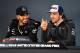 AUSTIN, TX - OCTOBER 18: Lewis Hamilton of Great Britain and Mercedes GP and Fernando Alonso of Spain and McLaren F1 talk in the Drivers Press Conference during previews ahead of the United States Formula One Grand Prix at Circuit of The Americas on Octo