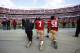 SANTA CLARA, CA - JANUARY 1: Eric Reid #35, Colin Kaepernick #7 and Eli Harold #58 of the San Francisco 49ers kneel on the sideline, during the anthem, prior to the game against the Seattle Seahawks at Levi Stadium on January 1, 2017 in Santa Clara, Calif