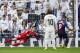 MADRID, SPAIN - OCTOBER 20: supporters of Real Madrid, Thibaut Courtois of Real Madrid, Luka Modric of Real Madrid, Roger Marti of Levante UD during the La Liga Santander match between Real Madrid v Levante at the Santiago Bernabeu on October 20, 2018 i