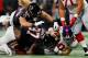 ATLANTA, GA - OCTOBER 22: Grady Jarrett #97 and Brooks Reed #50 of the Atlanta Falcons sack Eli Manning #10 of the New York Giants at Mercedes-Benz Stadium on October 22, 2018 in Atlanta, Georgia. (Photo by Kevin C. Cox/Getty Images)
