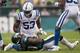 PHILADELPHIA, PA - SEPTEMBER 23: Darius Leonard #53 of the Indianapolis Colts leans over Corey Clement #30 of the Philadelphia Eagles at Lincoln Financial Field on September 23, 2018 in Philadelphia, Pennsylvania. (Photo by Mitchell Leff/Getty Images)