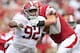 FAYETTEVILLE, AR - OCTOBER 6: Quinnen Williams #92 of the Alabama Crimson Tide rushes the quarterback during a game against the Arkansas Razorbacks at Razorback Stadium on October 6, 2018 in Tuscaloosa, Alabama. The Crimson Tide defeated the Razorbacks