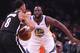 NEW YORK, NY - OCTOBER 28: Draymond Green #23 of the Golden State Warriors plays defense during the game against the Brooklyn Nets at Barclays Center on October 28, 2018 in the Brooklyn borough of New York City. NOTE TO USER: User expressly acknowledges a