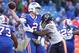 BUFFALO, NY - NOVEMBER 04: Nathan Peterman #2 of the Buffalo Bills is hit as he throws by Danny Trevathan #59 of the Chicago Bears in the fourth quarter during NFL game action at New Era Field on November 4, 2018 in Buffalo, New York. (Photo by Tom Szczer
