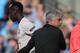 LONDON, ENGLAND - SEPTEMBER 29: Paul Pogba of Manchester United with Jose Mourinho manager of Manchester United as he is substituted during the Premier League match between West Ham United and Manchester United at London Stadium on September 29, 2018 in L